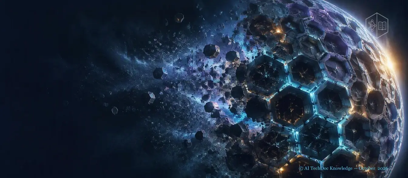 A globe made of hexagons disintegrating